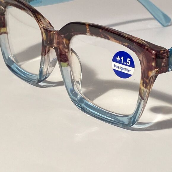 1557 Claudia Square Concave 1.5 NEW Blue Reading Glasses Blue Light Filter - Picture 8 of 9